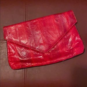 Vintage J Renee Red snakeskin Envelope Clutch
